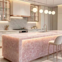 Superbe table en onyx rose, table basse, table à manger en dalle de pierre naturelle, meuble-lavabo de salle de bain