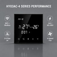 Termostato de aire acondicionado de 24 V, WIFI/MODBUS, calefacción inteligente HVAC para el hogar, 2/4 tubos, 3 velocidades, ventilador, termostato
