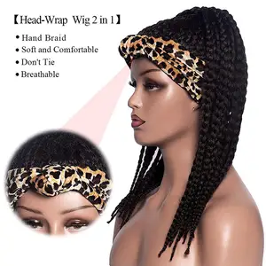 Phong Cách Mới Đen Vàng Hộp Bím Tóc Giả Headband Wrp Turban Liên Kết Đầu Bọc Tổng Hợp Tóc Giả Tóc Ponytails Thời Trang Hàng Ngày Tóc Giả