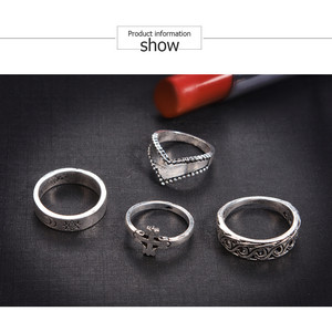 [Gorgeousxx] Juego de Anillos Únicos con Diseño de <span class=keywords><strong>Sol</strong></span> y Luna en Forma de Cruz Ondulada para Mujer, Joyería Geométrica Sencilla - Product Image 5
