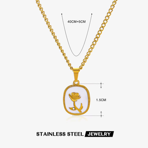 Collar de abalorio de flor ovalada cuadrada geométrica de diseñador de alta calidad Precio de cadena de hilo chapado en oro de moda - Product Image 5