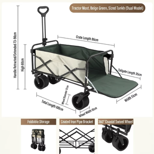 Chariot de camping pliable en acier au carbone à quatre roues avec plateau, chariot de courses extérieur portable à roues pivotantes pour la vente de rue - Product Image 1