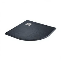 Receveur de douche BMC ES-A en forme de secteur, noir, grain de marbre naturel, plus léger que le fonte, anti-fissuration