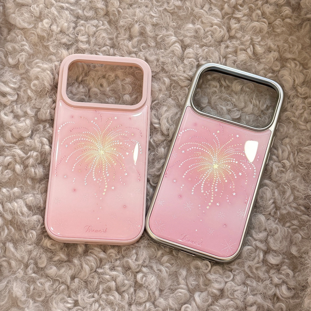 Glitter Firework Design Magnetic Ring Holder Shockproof Anti-Scratch Glossy TPU+PC Phone Case for 17/16/15/14/13/12 Pro