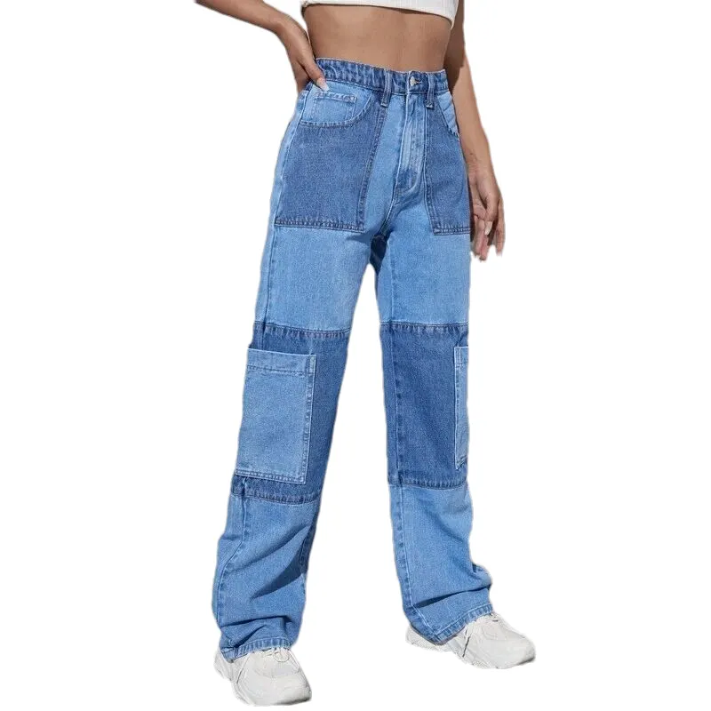 Wholesale Custom Apparel Vintage Baggy Cargo Jeans 90s Zipper Oversize Loose Women Pants