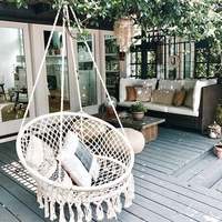 Chaise-hamac personnalisée Boho en macramé, balançoire en corde de coton suspendue de 330 lb max, pour l'intérieur et l'extérieur