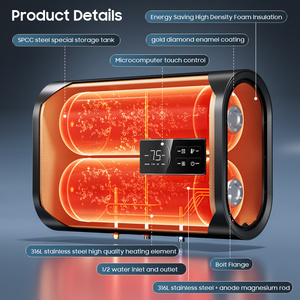 Calentador de Agua Eléctrico Horizontal Delgado con Pantalla Táctil, <span class=keywords><strong>Precio</strong></span> de Fábrica, 30, 50, 80, 100L, Doble Tanque de Agua, para Ducha Doméstica - Product Image 4