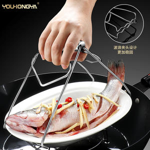 Household 304 Stainless Steel <b>Dish</b> Tongs 19Cm Wooden Handle Anti Scalding Kitchen <b>Utensil</b> For Bowls And <b>Dishes</b> - Product Image 2