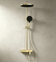 Ensemble de douche mural WEIHAO en laiton poli or rose avec pommeau de pluie rond et douchette à main, kit complet pour bain