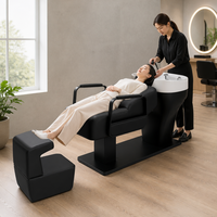Lit de lavage spa inclinable, unité de lavage de cheveux pour salon, station de lavage des cheveux, noir capitonné, équipement de salon et spa, vente en gros directe d'usine