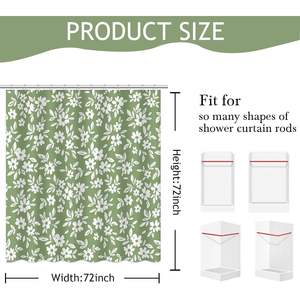 Rideau de douche floral rose avec 12 crochets de luxe Design de fleurs Boho de printemps pour la décoration intérieure Stock de salle de bain - Product Image 2