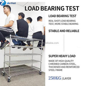 Étagère de rangement d'entrepôt en métal chromé à 4 niveaux, réglable et durable, avec installation par encliquetage pour le stockage en entrepôt - Product Image 2