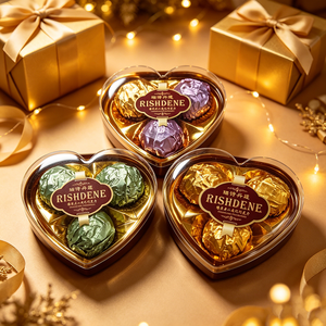 Boîtes cadeaux de gaufrettes fourrées au chocolat en forme de cœur RISHDENE - Product Image 1