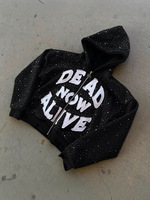 Sweat à capuche unisexe oversize zippé avec strass sur toute la surface, veste à capuche entièrement zippée, streetwear hip-hop, sweat court