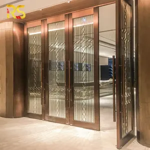 فوشان عالية الجودة الذهب باب المدخل الرئيسي الحديثة الجبهة مزدوجة الباب تصاميم للمنزل