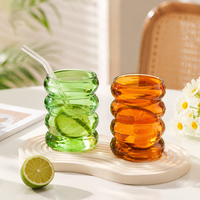 Gobelets en verre spirale en gros, gobelets en verre texturé, gobelets à bulles ondulées, gobelets créatifs vintage en verre à bulles pour café glacé