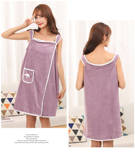 Wholesale Bath <b>Towel</b> Household Women Wearable <b>Wrap</b> Adults Absorb Water Polyester Dry Hair Skirt Long Style Bathroom Washable - Product Image 2