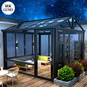 Aluminum Green House Veranda Sunroom Anti Noise Insulated Glass Garden Sun Room For Villa