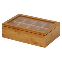 Caja de Bambú para Té con 8 Compartimentos, Tapa de Acrílico Transparente, Organizador de Bolsitas de Té de Madera para Almacenamiento en Armarios de Cocina