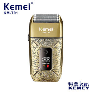 Afeitadora eléctrica Kemei para hombres, maquinilla de afeitar de metal con triple cuchilla, resistente al agua IPX6, recortadora de barba recargable KM T91 - Product Image 4