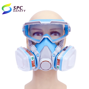 Peinture spray sécurité industrielle travail protection anti-gaz chimique respirateur silicone demi <span class=keywords><strong>masque</strong></span> <span class=keywords><strong>respiratoire</strong></span> avec lunettes de sécurité - Product Image 3