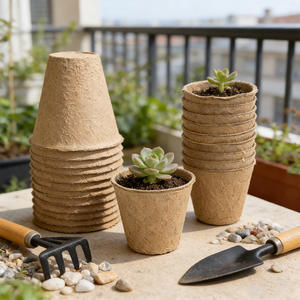 Macetas de Pulpa Certificadas FSC de 6cm y 8cm, Cuadradas y Redondas, Bandejas Sostenibles de 2x5 con 10 Celdas para Jardineros de Alemania - Product Image 2