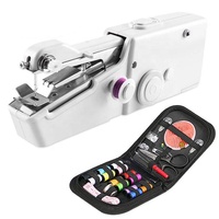 Máquina de coser portátil a mano, Mini máquinas de mano con juego de herramientas, Kit de viaje DIY, tijeras