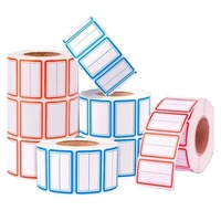 Etiquetas Autoadhesivas Personalizadas en Blanco para Escribir, con Borde Rojo y Azul, para Oficina, Cocina y Almacén