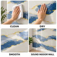 Papier peint auto-adhésif en marbre bleu, blanc et or, en feuilles XPE de 1,8 mm, pour les entrepreneurs en aménagement intérieur