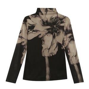 T-Shirt con stampa a maniche lunghe a collo alto nuovo in pile e foderato di pile alla moda camicia a fondo sottile alla moda - Product Image 5