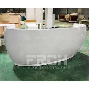 Modern Oval Shaped Salon <span class=keywords><strong>Desk</strong></span> Rodada Recepção Recepção Custom Made Recepção com Luz LED - Product Image 2