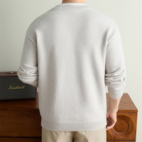 Pull en maille col Henley pour homme, 700G, épais, col en V, manches longues, logo frontal, gris foncé, noir, gris clair