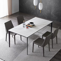 Ensemble de table à manger de style italien, meubles de salle à manger modernes, table à manger rectangulaire en métal et marbre, table à manger avec 6 chaises