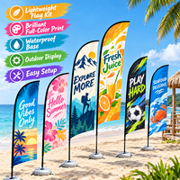 Drapeaux de plage personnalisés en gros RN, kit de mât de drapeau pour salon de coiffure, bannière publicitaire en forme de goutte d'eau avec logo pour la promotion