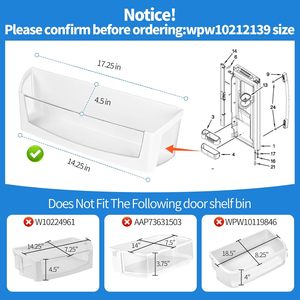 Estante <span class=keywords><strong>para</strong></span> Puerta de Refrigerador WPW10212139, Compartimento Izquierdo, Compatible con Refrigeradores Maytag y <span class=keywords><strong>Whirlpool</strong></span>, Reemplaza W10212139 - Product Image 4