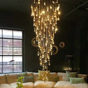 Custom <strong>Large</strong> High <strong>Ceilings</strong> Raindrop Teardrop Lobby Decorative <strong>Ceiling</strong> Hanging Lighting Waterdrop Hotel Chandelier Luxury - Product Image 3