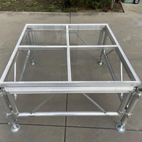 Plateforme de scène en aluminium à hauteur réglable, avec plateau modulaire en acrylique transparent pour événements et location de mariages