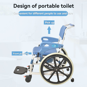 Chaise de bain à roulettes renforcée avec accoudoir Tabouret de <span class=keywords><strong>douche</strong></span> mobile intérieur <span class=keywords><strong>pour</strong></span> équipement de sécurité de salle de bain hémiplégique <span class=keywords><strong>pour</strong></span> personnes âgées - Product Image 3