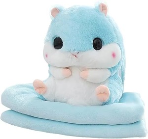 Nuevo juego de Manta y juguete de peluche de hámster <span class=keywords><strong>gordo</strong></span> súper lindo, almohada para siesta de aire acondicionado plegada, juguetes de animales de peluche cálidos para mascotas, regalo - Product Image 2