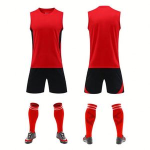 เสื้อกีฬาฟุตบอลสีแดงปี 2026 แบบไม่มีแขน คุณภาพสูง ผลิตจากโพลีเอสเตอร์ แห้งเร็ว ระบายอากาศได้ดี ไซส์ใหญ่ ขายส่งจากโรงงาน - Product Image 1