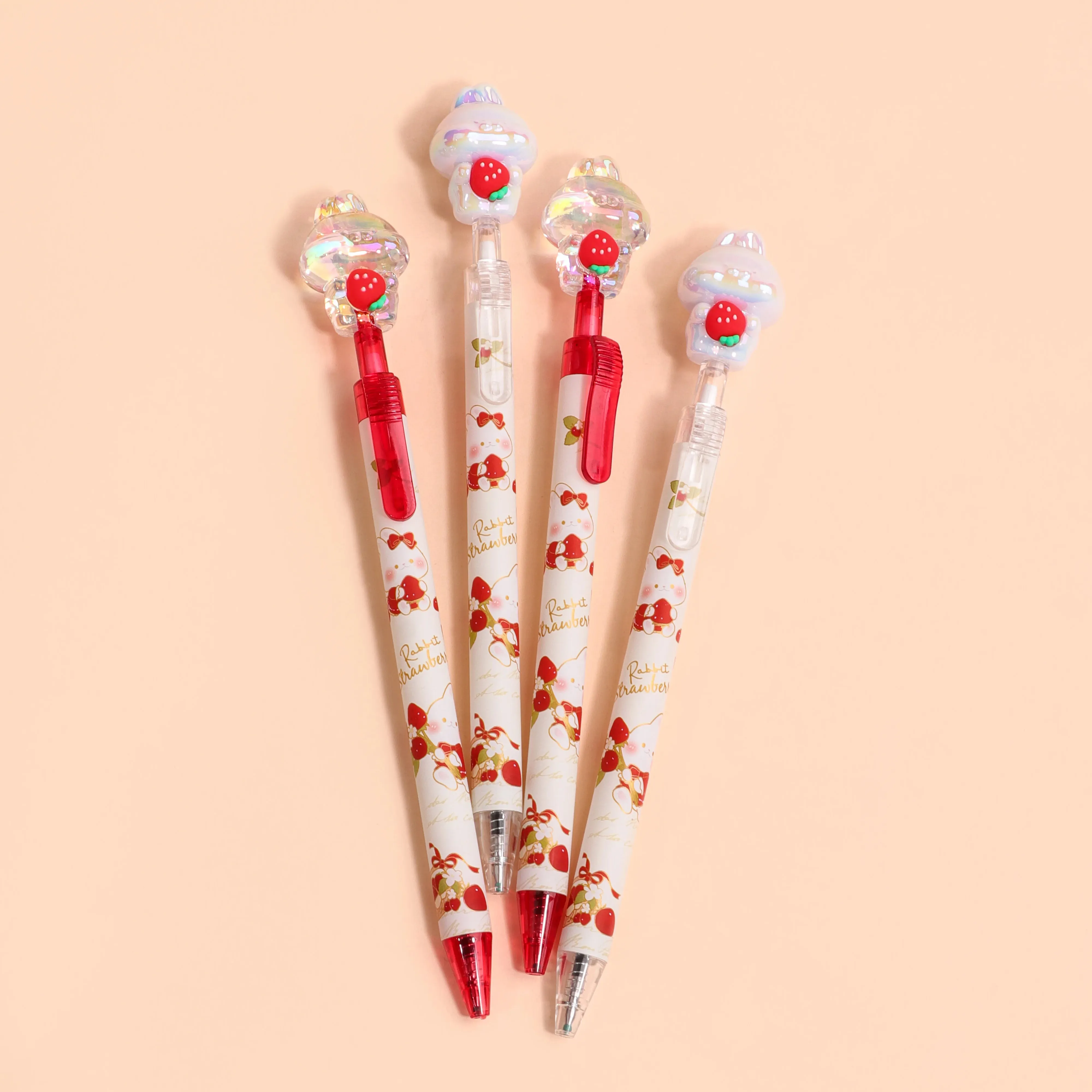 Kawaii Strawberry Bunny Gel Pen für Kinder Shinny Crystal Bunny Neutral Pen Nettes Briefpapier für Studenten