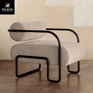 Stile italiano sedia in pelle moderna camera modello Hotel design personalizzato semplice salotto di forma speciale <span class=keywords><strong>poltrona</strong></span> in metallo - Product Image 3