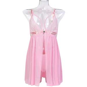 <span class=keywords><strong>Camicia</strong></span> <span class=keywords><strong>da</strong></span> <span class=keywords><strong>Notte</strong></span> Sexy e Passionale in Pizzo Stile Europeo e Americano, Mezza Copertura, Rete Trasparente, Aderente - Product Image 5