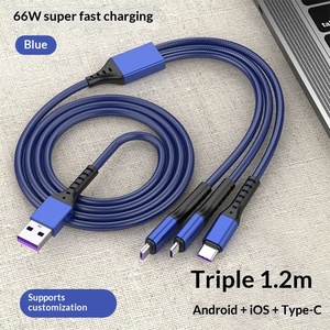 สายชาร์จเร็วแบบถัก 3-in-1 พร้อมหัวต่อ <span class=keywords><strong>USB</strong></span>-A/<span class=keywords><strong>Micro</strong></span> <span class=keywords><strong>USB</strong></span>/Type-C สำหรับโทรศัพท์มือถือ (แบบถักลายตาข่าย) - Product Image 3