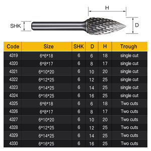 HUHAO 6mm rotativo strumento di carburo di intaglio punta di legno di taglio metallo Burr macinare eincisione fresa strumento abrasivo di alta qualità - Product Image 2