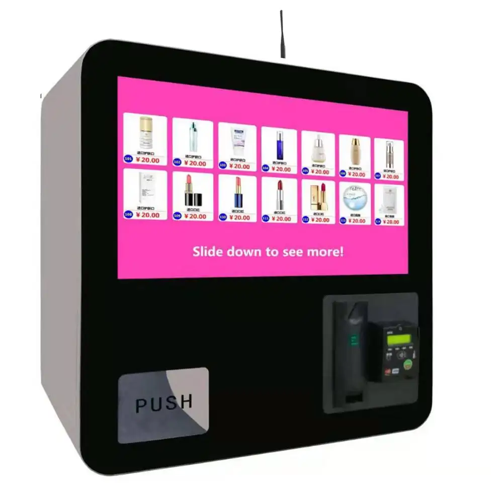 2019 Kosmetisches Haar bündel Schokoladen box Pack Single Promotion Vending Machine mit bargeldlosem Zahlungs system und ID-Scanner