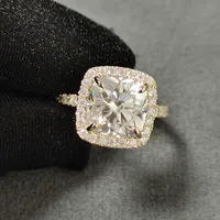 פרובנס Moissanite תכשיטי טהור 14K לבן זהב 2.5CT כרית לחתוך יהלומי Halo Moissanite אירוסין חתונה טבעת