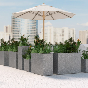 Jardinières d'extérieur en faux terrazzo, sur pied, en fer forgé, minimalistes, durables, pour restaurant, cour, bureau de vente - Product Image 2