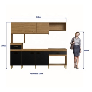 Mueble de Cocina Compacto de Estilo Moderno Decibel DB-CO2624 NP CLARA con 6 Puertas y 2 Cajones, Madera Contrachapada Natural/Negro - Product Image 5