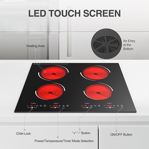 Table de cuisson électrique en céramique à 4 brûleurs de haute qualité avec commande tactile 220V-240V - Product Image 3